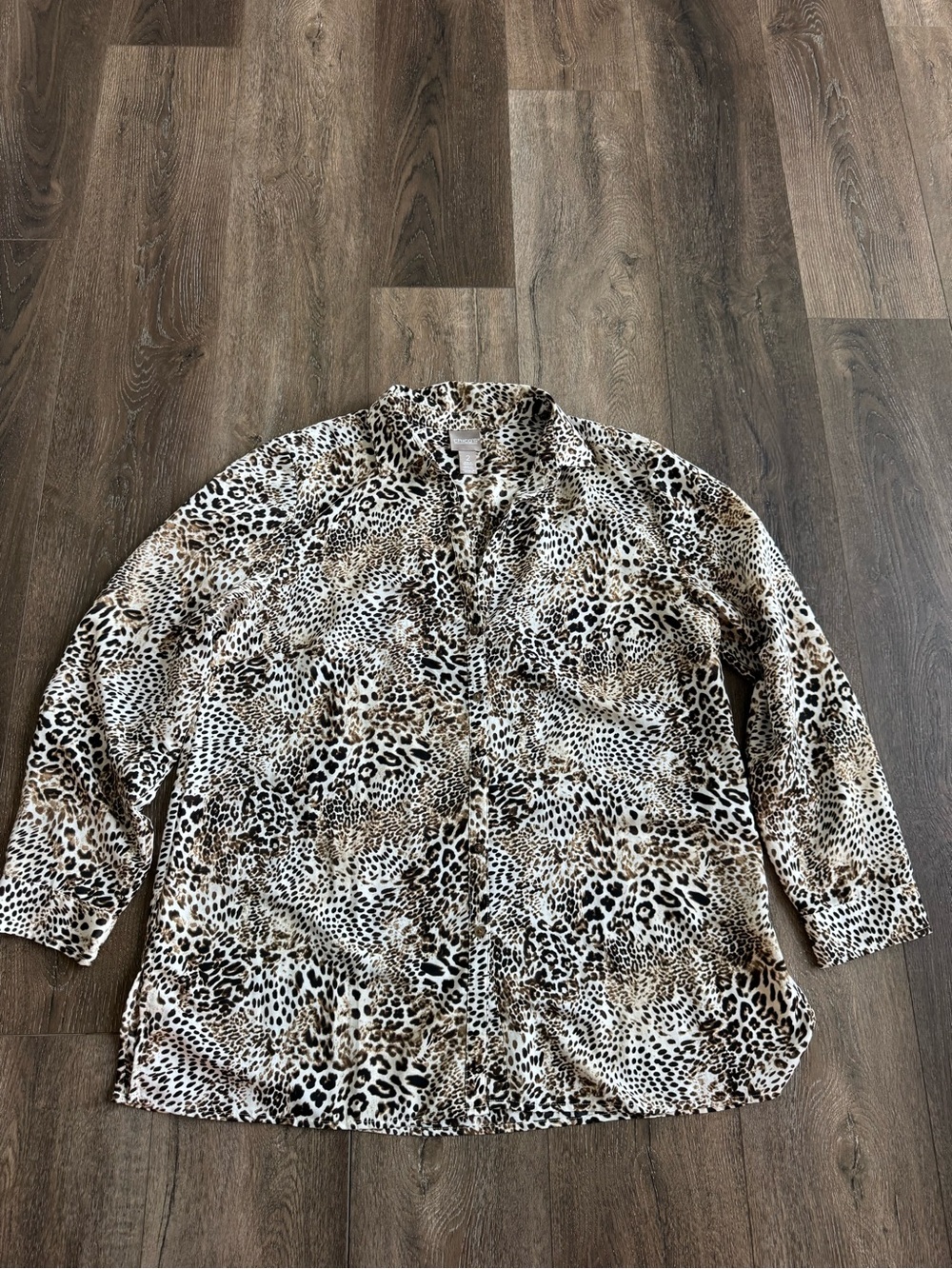 Chico's Brown and Black Leopard Print Blouse Size 12